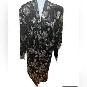 Dress Barn Cardigan Size 18W Open Front Velvet Floral Glitter Pattern.